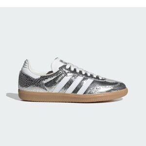 Adidas Samba Metallic Silver and White Sneakers